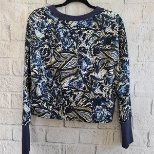 Joie Blue Floral Print Cropped Sweatshirt NWT SZ M